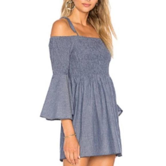 Tularosa Dresses Tularosa The Social Smocked Chambray Off The